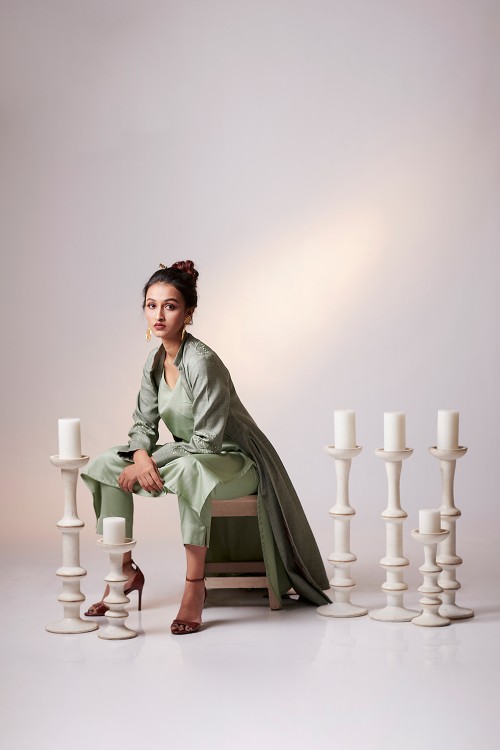 eminence - matka silk jacket with placement embroidery